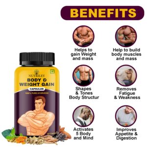 Nutriley Weight Gainer Capsules, Weight Increase Medicine, Weight Badhane Ki Dawai For Men & Women 60 Capsules