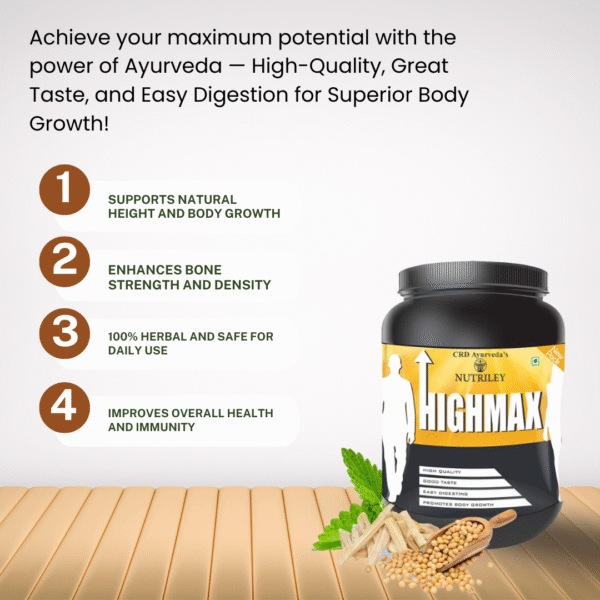 Nutriley CRD Ayurveda Highmax Body Growth Supplement - 500 Gms (Chocolate) - Image 4